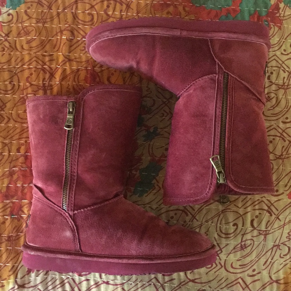 LAM Maroon Zipper Ankle Boots (worn 3 times!)